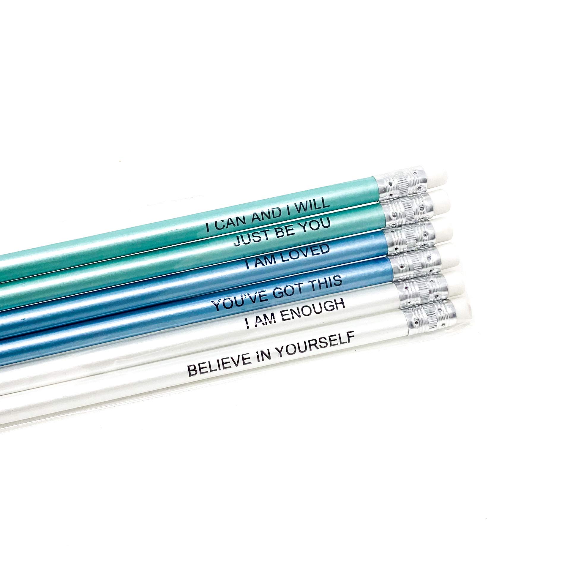Medical ID Me 6 Pack of Positivity Pencils Mental Health Encouragement Inspirational Motivational Stationery Gift