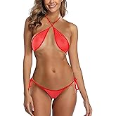 SHERRYLO Sheer Bikini Mini Micro Bikinis See Through Extreme Swimsuit Brazilian G String Thong Microkini Exotic Bathing Suit