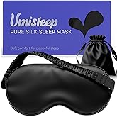 Umisleep Sleep Mask for 100% Pure Mulberry Silk, 22 Momme 6A Soft Eye Masks for Sleep, Adjustable Sleep Masks for Women Men, Light Blocking Sleeping Mask, Silk Eye Mask for Sleeping, Blindfold, Black