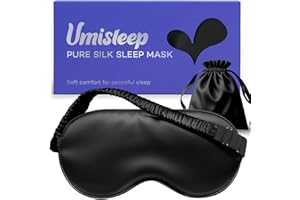 Umisleep Sleep Mask for 100% Pure Mulberry Silk, 22 Momme 6A Soft Eye Masks for Sleep, Adjustable Sleep Masks for Women Men, Light Blocking Sleeping Mask, Silk Eye Mask for Sleeping, Blindfold, Black