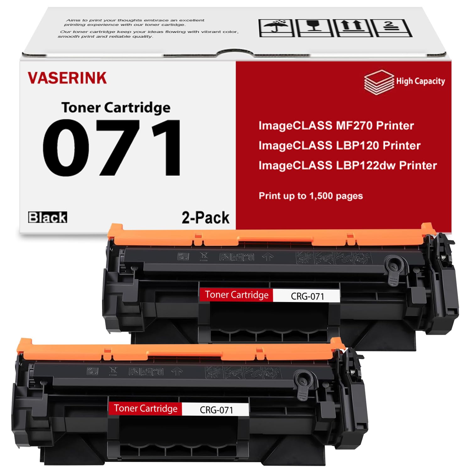 Photo 1 of 071 High-Yield Black Toner Cartridge 2-Pack Replacement for Canon 071 Toner Cartridge 5646C001 for imageCLASS LBP122dw, LBP122, LBP120, MF270, Mf272dw, Mf273dw, Mf275dw Series Printer