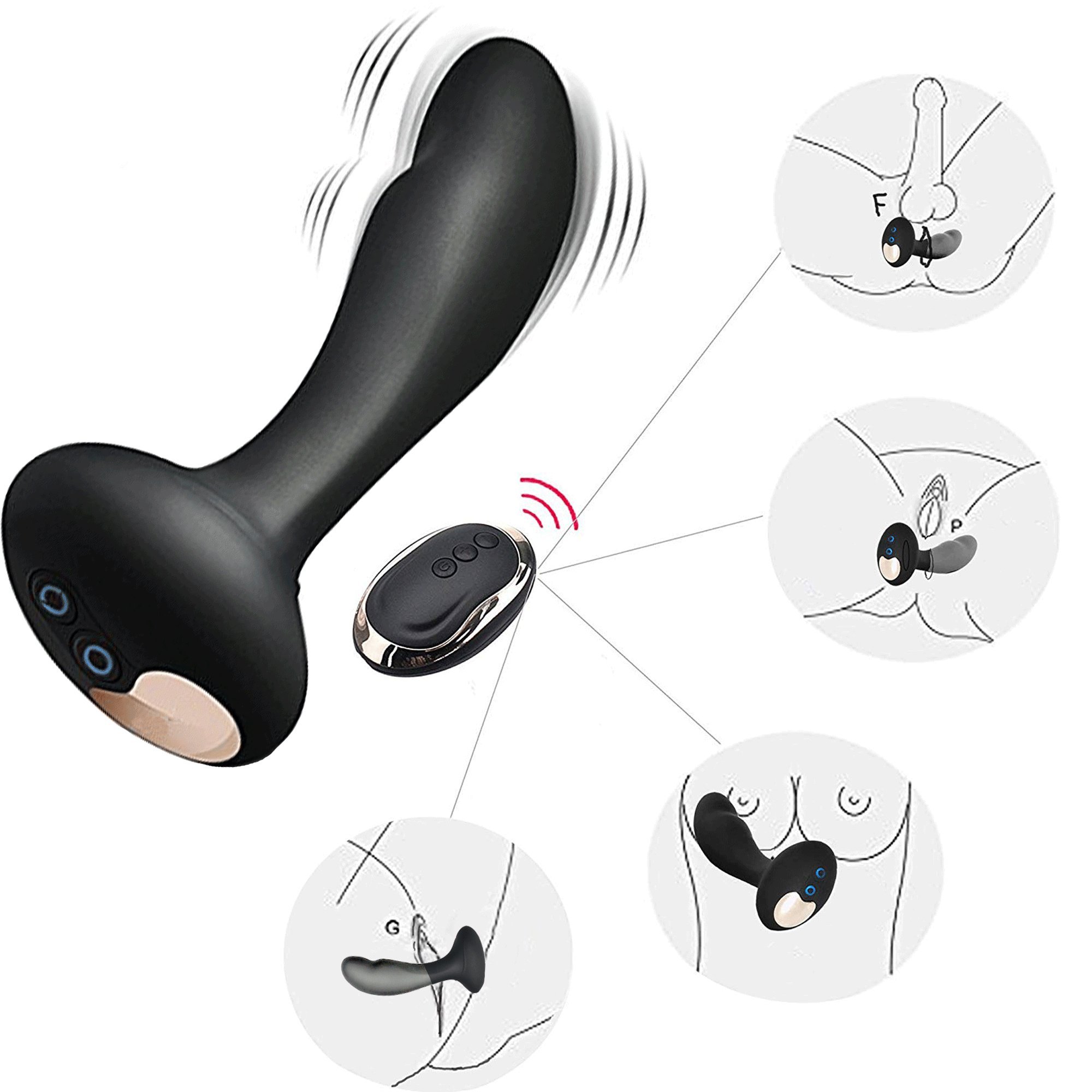 Himall Analvibrator Massagegerät mit Fernbedienung, Prostata Vibratoren Prostate Stimulator Analplug Butt Plug mit 10 Vibrationsmodi, 100% Medizinisches Silikon Sexspielzeug für Paar Lover (Single Vibrator) (Vibratoren)