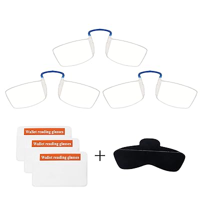 Noble Ultra İnce ve Düz Okuma Gözlükleri İnce ve Esnek Jantsız ( 3 Paket ), 3 Cüzdan Mini Kart Tutucu ve Erkekler ve Kadınlar için Taşınabilir Cep Telefonu Kasasında 1 Silikon Çubuk ( 1.25 Güç )