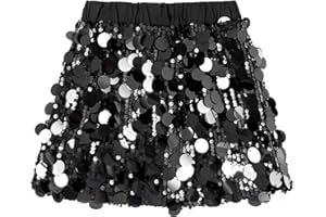 Miipat Girls Sequin Skirt Sparkly Toddler Kids Mini Glitter Skirt Elastic Waist Party Pencil Skirt