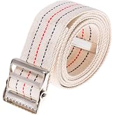 COW&amp;COW Transfer and Gait Belt with Metal Buckle - Transfer Walking and Standing Assist Aid for Caregiver Nurse Therapist 2 inches (Beige with Stripes, 60")