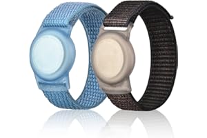 JOIXXV 2 Pack Wristband for Airtag Kids, GPS Bracelet for Kids Compatible with Apple Air Tag, Nylon Watch Band Tracker Case Strap Holder Accessories for Toddler Child Adult, Adjustable Anti-Lost(Blueblack)