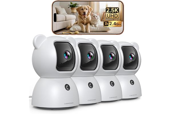 4 Pack 2.5K Cameras for Home Security, Non-Subscription AI Human/Pet/Crying Detection, CINMOORE 4MP Camera Indoor with Phone