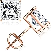 SMILEST 0.6-4ct Princess Cut Moissanite Earrings, Lab Created Earring 925 Sterling Silver Moissanite Screw Back Earrings Studs for Women Men Valentines Day Gifts Jewelry Gifts