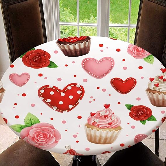 Round tablecloth pink hearts valentine love red orange purple cotton Amazon.com: SUPNON Elastic Edged Round Tablecloth Valentine's Day