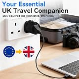 VGUARD EU to UK Plug Adaptor BS8546 13A Fuse Travel Adapter 2-Pin to 3-Pin view 5