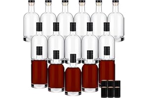 Liengoron Wine Bottles 16PCS Glass Bottles 200ML Glass Bottles with Lids 6oz Glass Bottles with Cork Empty Wine Bottles with Stopper Empty Clear Wine Bottles for Wine Beverages Drinks Beer Water Soda