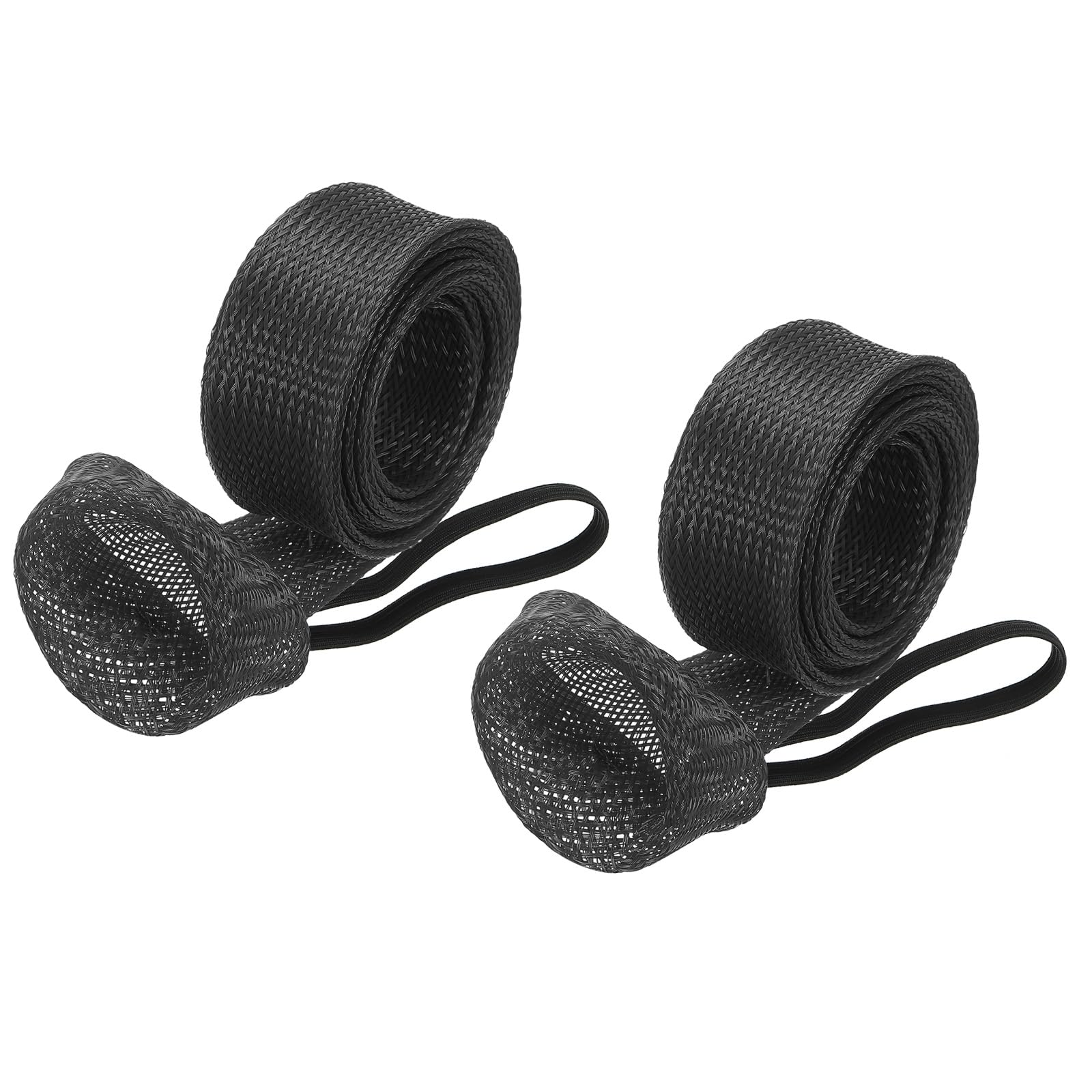 PATIKIL 67 Inch Rod Sock, 2 Pcs Fishing Rod Sleeve Cover Braided Mesh Pole Protector Gloves Fishing Tools Flat End for Spinning Fishing Rod Fly Rod Ice Rod Casting Rod, Black