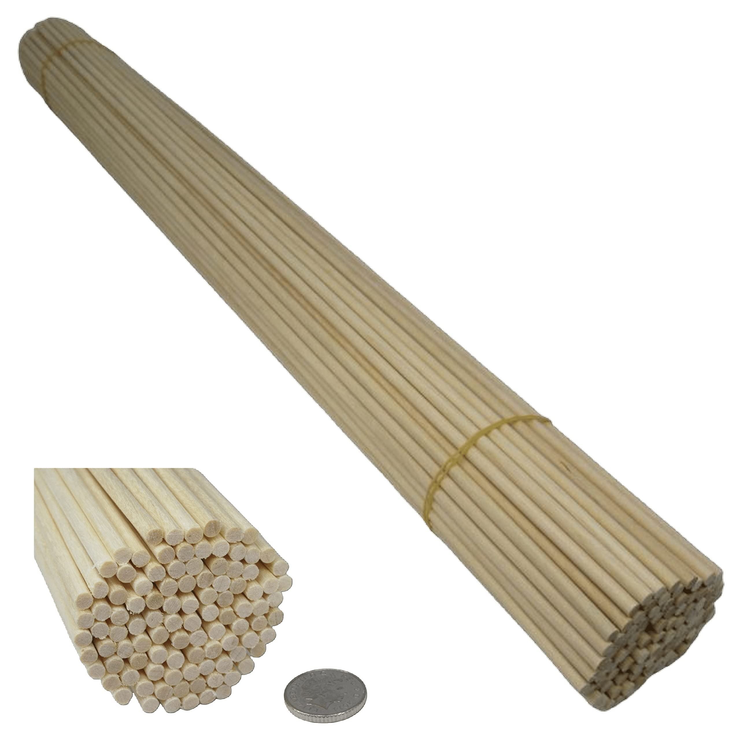 100 Pack of 6mm Hardwood Wooden Dowels - 60cm Long