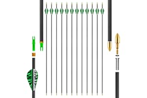 SERfawnCH Carbon Arrows 31in for Hunting & Target Practice, 12 Pack with Removable Tips, Compatible with Compound & Recurve B