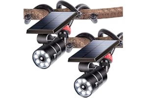 DrawGreen Free 100-DAY Replacement/Refund, Solar Motion Lights Outdoor Waterproof, Solar Security Spotlights Motion Outdoor Camping Lights for Outside Camp Patio, Fence, Deck, Post(2Pack)