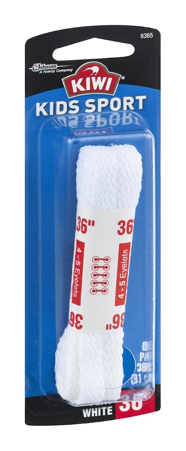 Kiwi 36inch kids Sport laces flat White - 1 ct (031600666365)