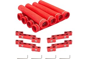 ZOSANY 12pcs Spark Plug Wire Separator Divider & 8pcs Spark Plug Wire Boots Protector Heat Shield Sleeve, Aluminium Alloy Engine Spark Plug Wire Divider Separator Kit for 8mm 9mm 10mm Wire