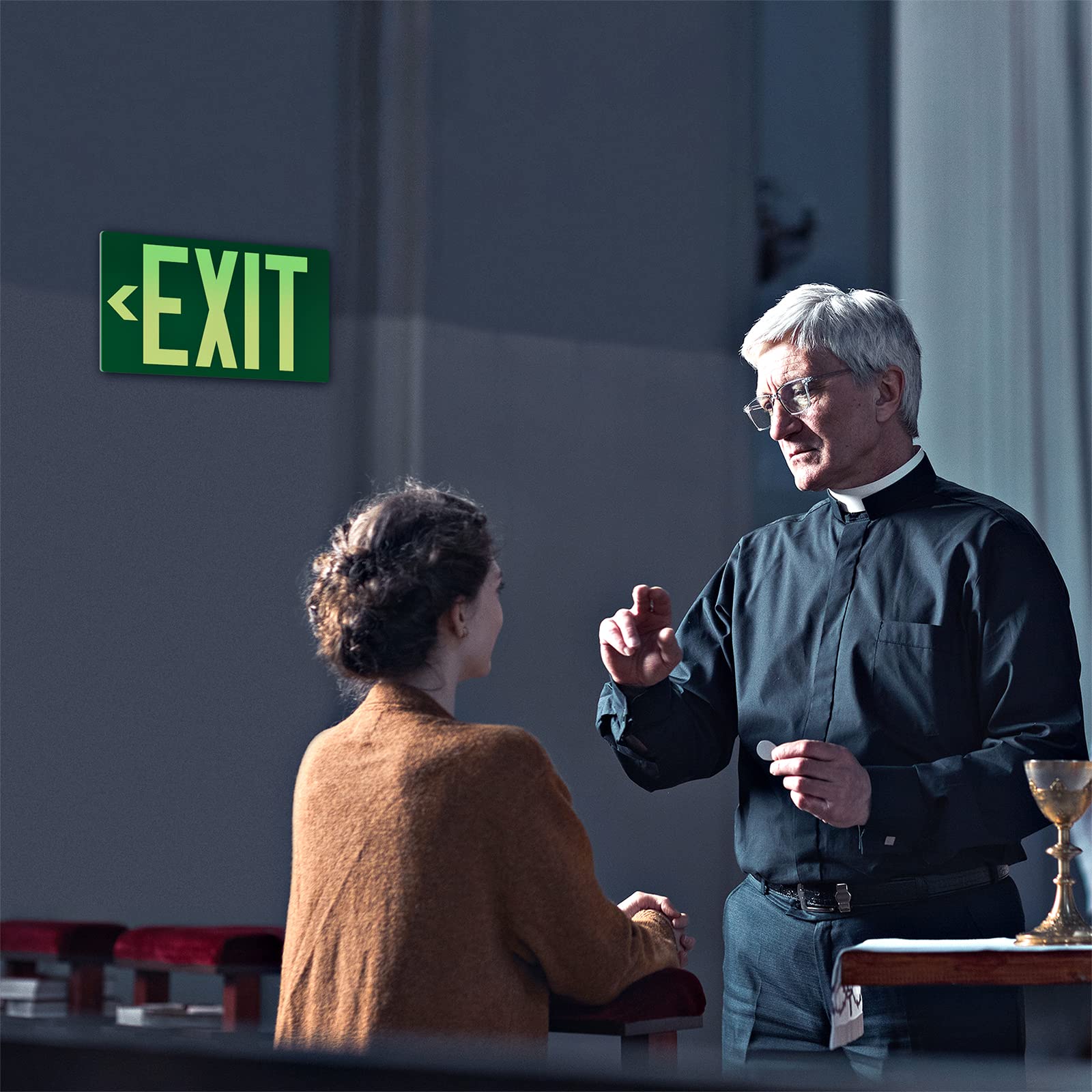 Photoluminescent Exit Sign Aluminum - Adhesive