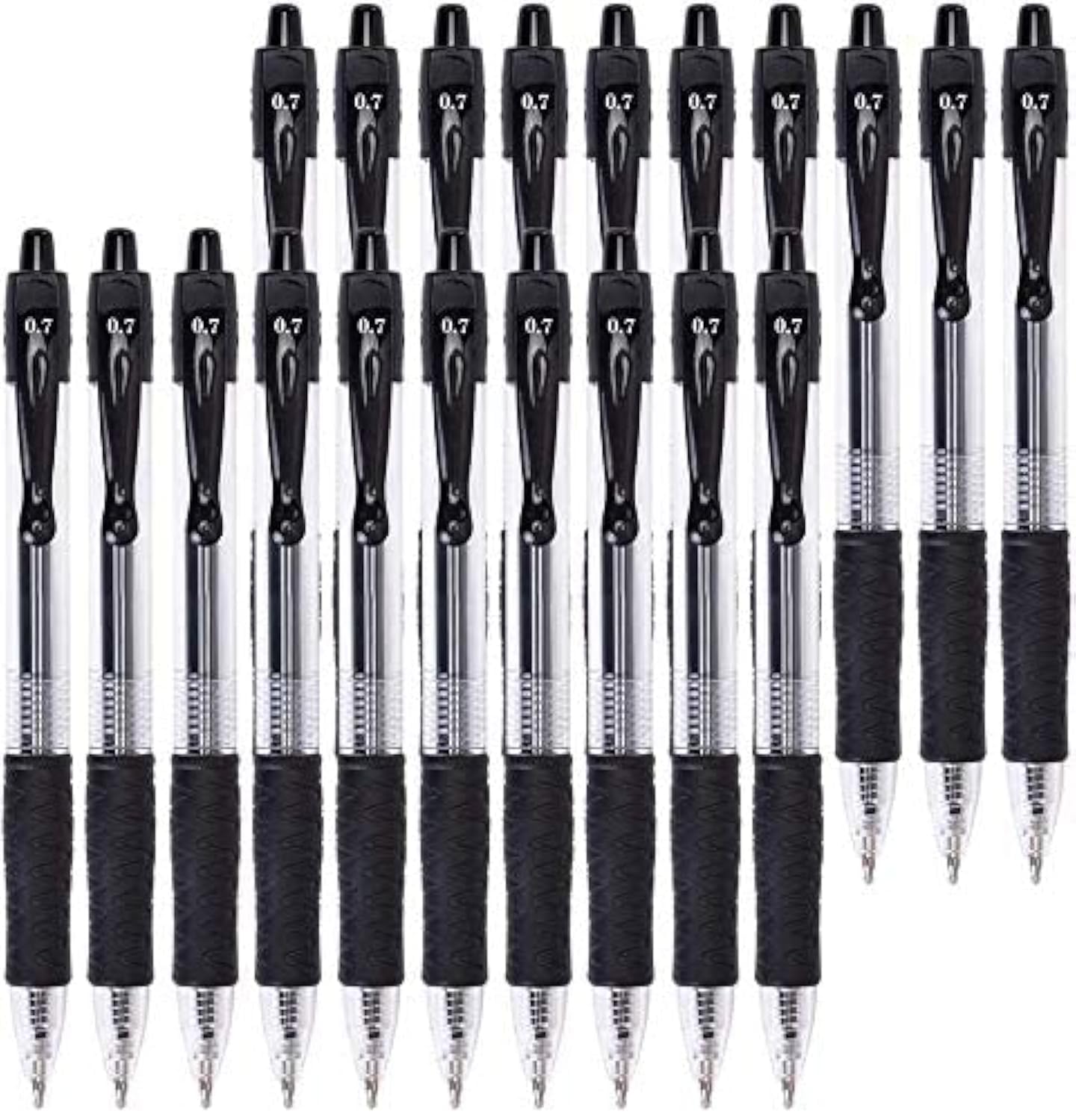 Gel Pens, 0.7mm Retractable Rollerball Pens Black ink Smooth Pens for Adult Writing Note Taking Office Supply, Pack of 20