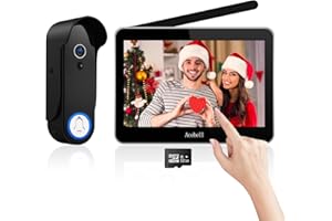 ACEBELL Wireless Video Door Phone Wire-Free Video Doorbell Intercom System with 7 Inch Touch Screen Monitor, 1080P HD Camera 