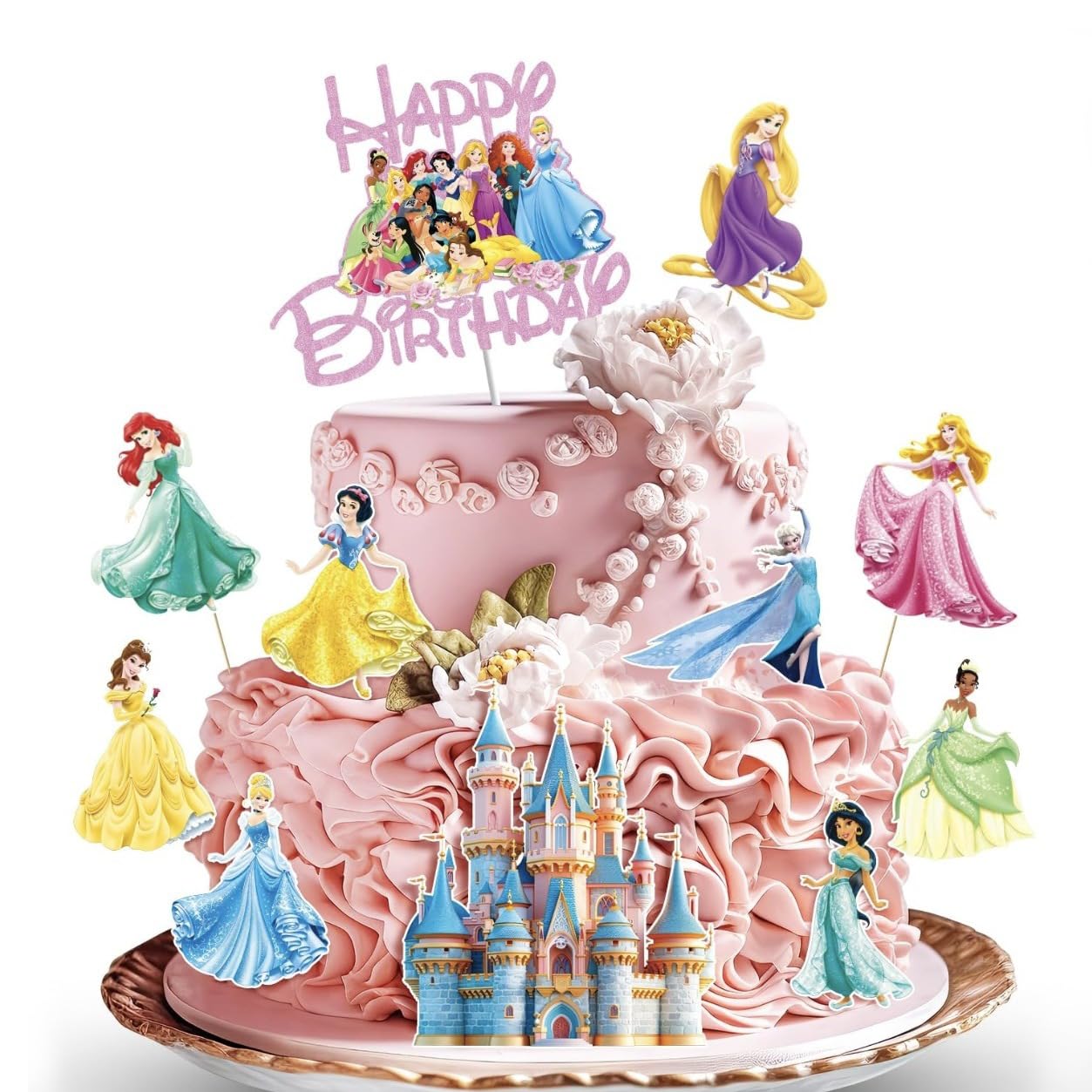 Photo 1 of 11 Pcs Princess Cake Topper, Fantastic Happy Birthday Cake Decorations, Cute Cake Toppers for Girls