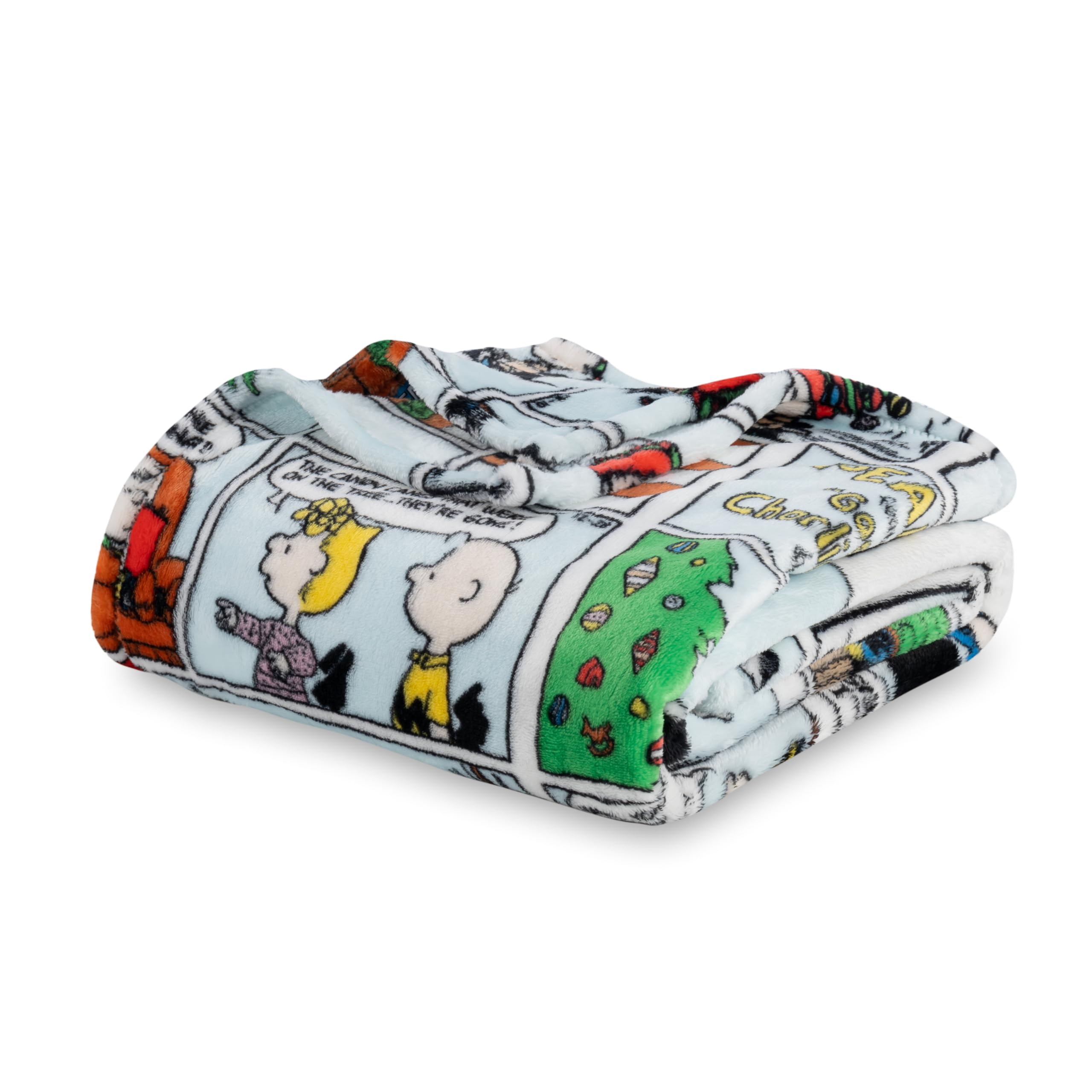 Photo 1 of Berkshire Blanket Peanuts® VelvetLoft® Cute Character Snoopy Plush Oversized Kids Throw Blanket, Peanuts Christmas Comic Strip Colorized White (50in x 60in)