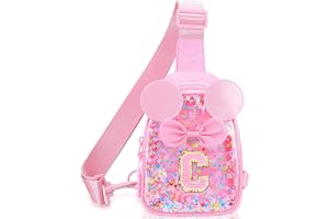 Initial Sling Bag for Girls - 2-7 Year Old Girl Birthday Gifts, Clear Letter Small Crossbody Bag Purses Toddler Kid Gifts Stuff Pink C