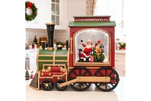 COZY-PAVILION Christmas Musical Snow Globe Lantern, Santa in Musical Train Spinning Water lamp with 6H Timer, Festival Ornament Gifts for Family, Kids