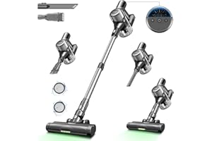 Ultenic U12 Vesla Cordless Vacuum Cleaner, 450W 30Kpa Powerful Stick Vacuum with Car Dashboard Like Screen, Tangle-Free Brush for Pet Hair, Tools for Hard Floor, Carpet, Car Cleaning