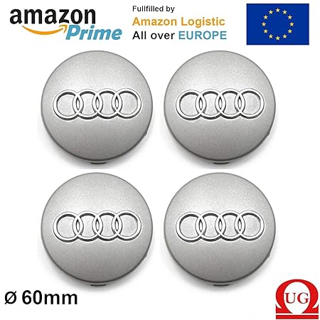 Forten Car 4 x Nabendeckel Felgendeckel Nabenkappen Logo Audi A1 A3 A4 A5 A6 Q5 Alufelgen Wappen Nieten