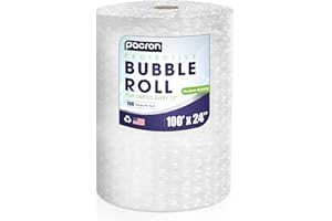 PACRON Protective Bubble Roll Wrap - 100 FT x 24 IN Clear, 5/16" Dense Medium Bubble Cushioning for Fragile Items, Dish Packing & Packaging Supplies Shipping & Storage - Perforated Every 12IN