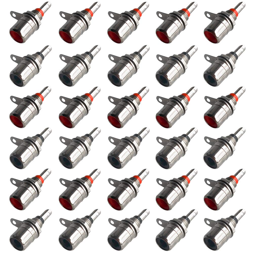 QitinDasen 30Pcs RCA Female Sockets, RCA Female Jack Connector Adapter, RCA Socket Panel Mount, RCA Phono Chassis Panel Mount Socket Connector (15Pcs Red, 15Pcs Black)