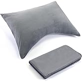Tudomro 1 Piece Plush Curved Pillow Case, Queen Size, for Side and Back Sleepers Pillowcase (Only Pillowcase) Breathable Soft Pillow Cover with Zipper 20 x 30 Inches for Women Men(Gray)