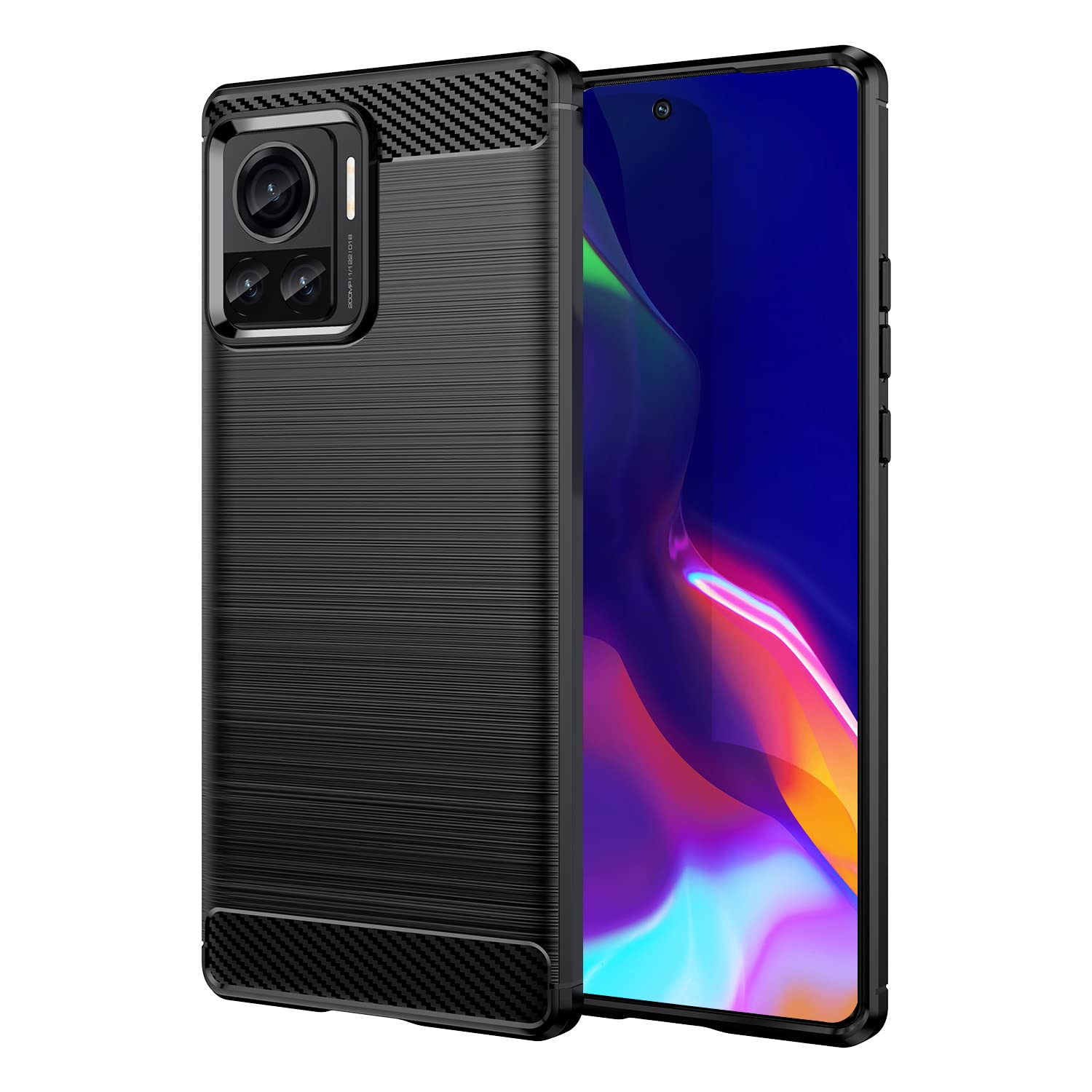 SCL Case for Moto Edge 30 Ultra Case Motorola Edge 30 Ultra Case [Black], Carbon Fibre Effect Gel Grip Protection Cover [Anti Scratch][Anti Collision] Case Compatible with Motorola Edge 30 Ultra