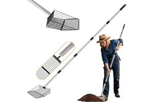 10 Inch Chicken Coop Poop Scoop, Metal Litter Shovel with 22–77" Adjustable Stainless-Steel Handle, Screw-Connected Design, W