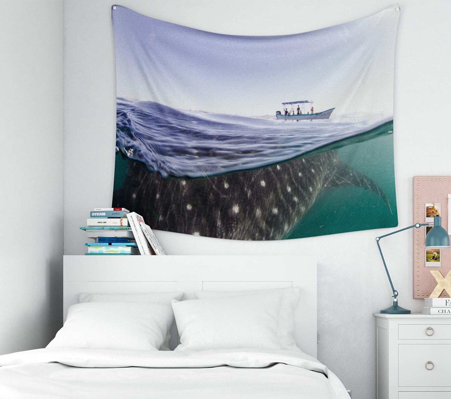 KIOAO Beach Gifts,80X60 Inches Whale Shark Rhincodon Typus The Biggest Fish in The Ocean A Huge Gentle Plankton Filterer Dorm Home Bedroom Living Room Art Wall Tapestries