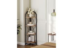 47.6" Corner Shelf, 4-Tier Industrial Corner Bookshelf, Corner Storage Stand, Plant Stand Display Shelf, Corner Bookcase for 