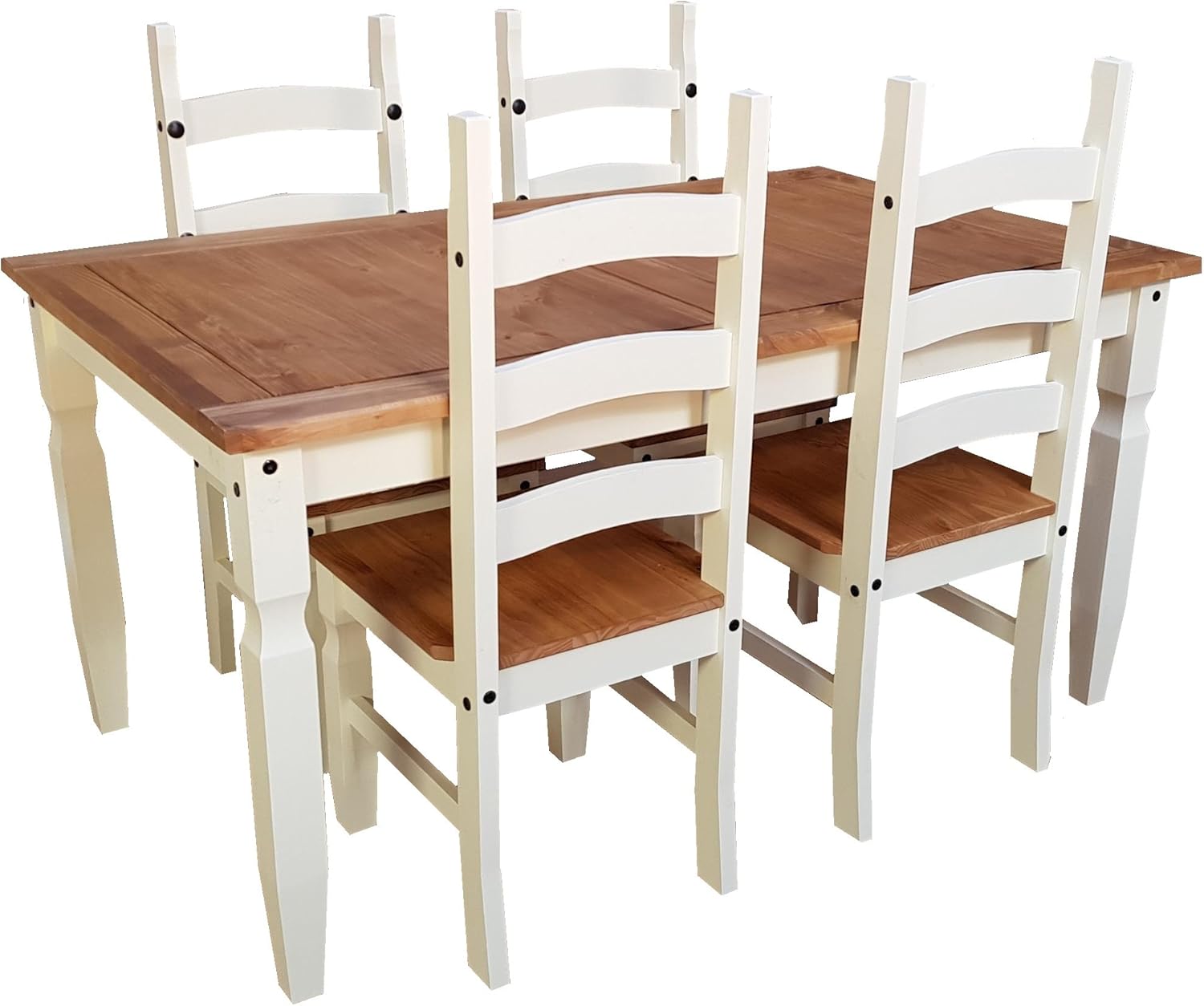 Mercers Furniture Corona Cream Painted 5'0" Dining Table and 4 Chairs