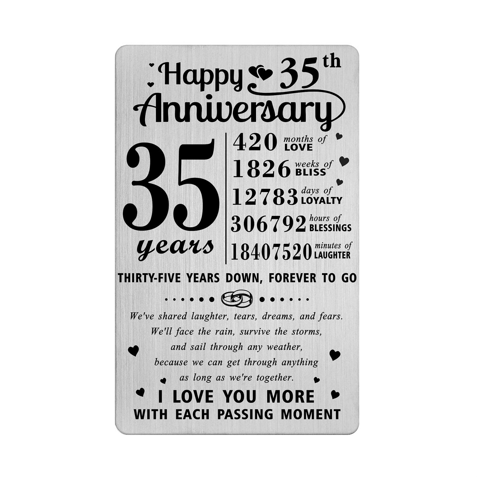Richesele 35 Year Wedding Anniversary Card - 35th Wedding Anniversary Card - Happy 35 Years Anniversary Decoration Sweet Gifts for Husband Wife