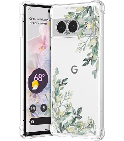 Unov Custodia compatibile con Pixel 7a Custodia trasparente sottile protettiva morbida TPU paraurti in rilievo il modello di assorbimento degli urti