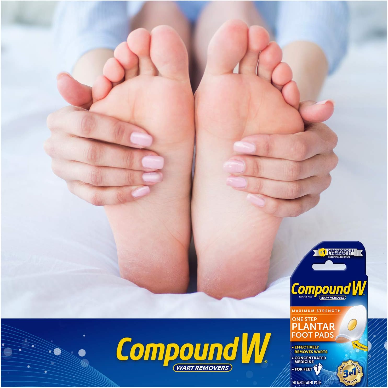 Compound W Maximum Strength One Step Plantar Wart Remover Foot Pads, 20 Count: Health & Personal Care