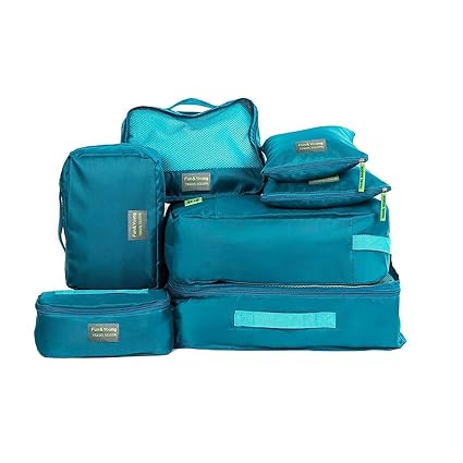 Pulchram 7 Stück Kleidertaschen Kofferorganizer Packtaschen Packing Cubes Packwürfel mit Wäschebeutel,Handgepäck und Seesäcke