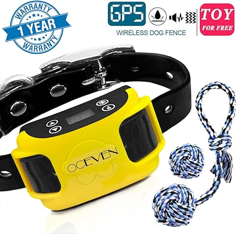 Oceven Cloture De Chien Sans Fil Systeme De Confinement Pour Animaux De Compagnie Position Gps Collier De Vibration Bip 20 800 Metres De Controle Pour 15lbs 120lbs Chiens Avec 2pcs Jouets Jaune Amazon Fr Animalerie