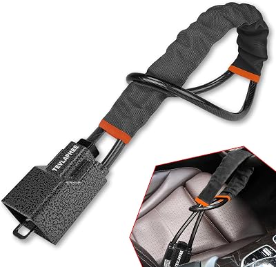 Tevlaphee Upgraded Steering Wheel Lock with 3 Keys High Visibility Black
