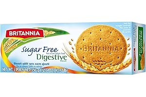 BRITANNIA Digestive Sugar Free Tea Time Cookies 12.34oz (Pack of 1-350g) - Healthy Snacks Breakfast, Lunch Snacks Whole Wheat