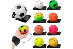 10 Pack Sports Wrist Balls, Wrist Return Band Ball Rubber Ball On String Rebound Bouncy Wristband Balls for Wrist Exercise Sp