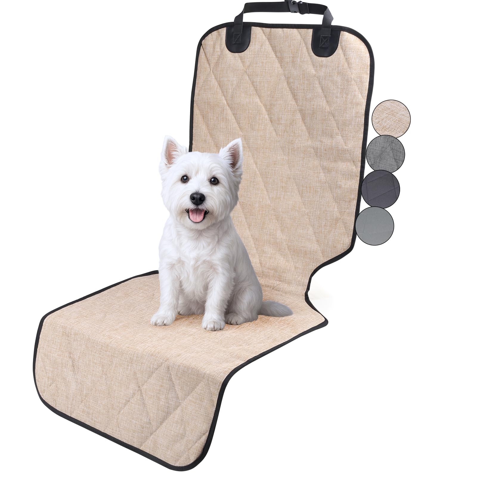 VIVAGLORY Front Car Seat Cover for Dog Seatflex Dog Seat Protector, Car Cover for Pet, Front Single Bucket Captain Chair Protector, Large, Heather Khaki, 1Pack
