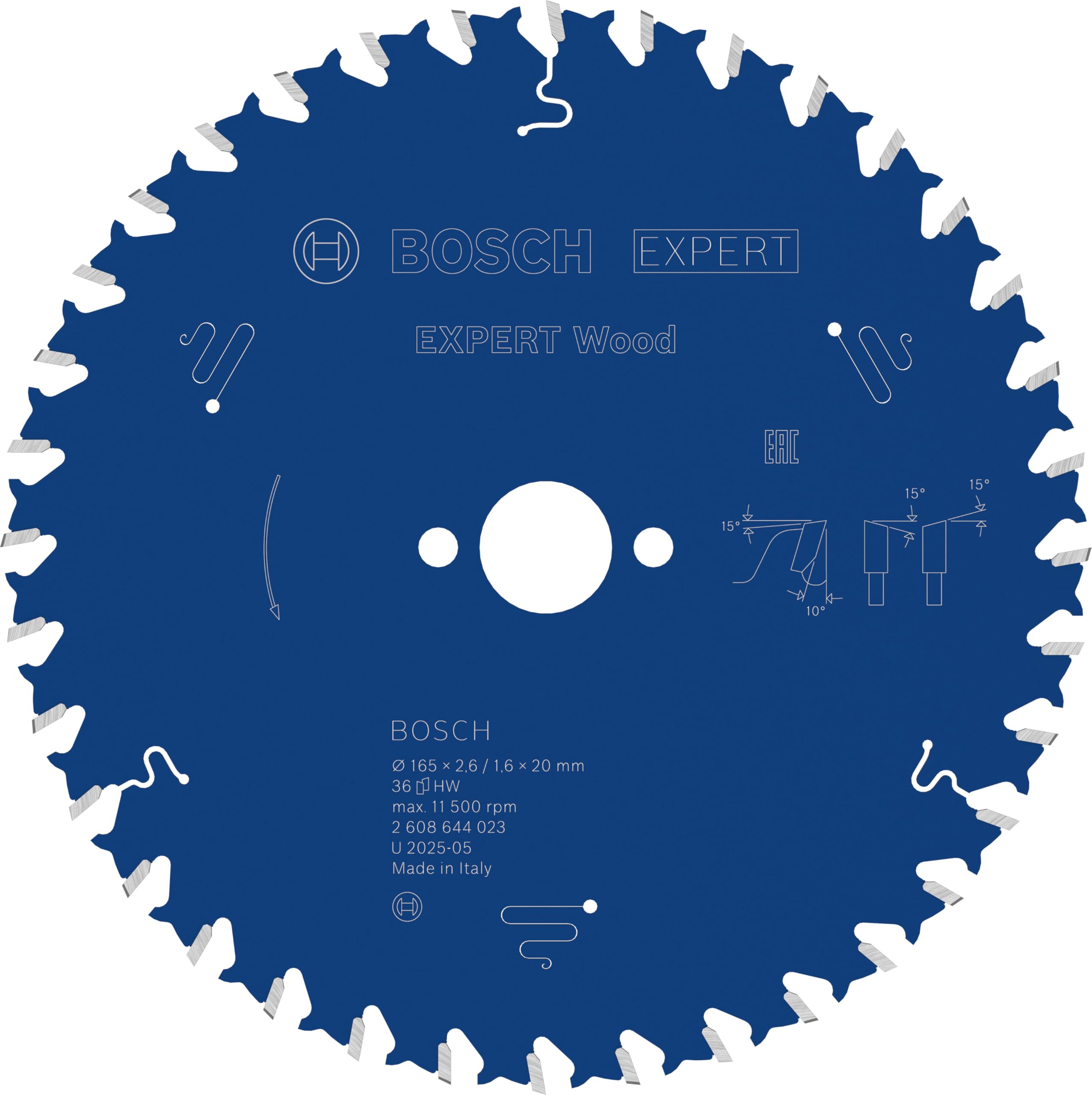 Bosch 1x Expert Wood Corded Circular Saw Blade for Handheld Circular Saw (for Softwood, Hardwood, Ø mm, Professional Accessory Hand-Held Corded Circular Saws)