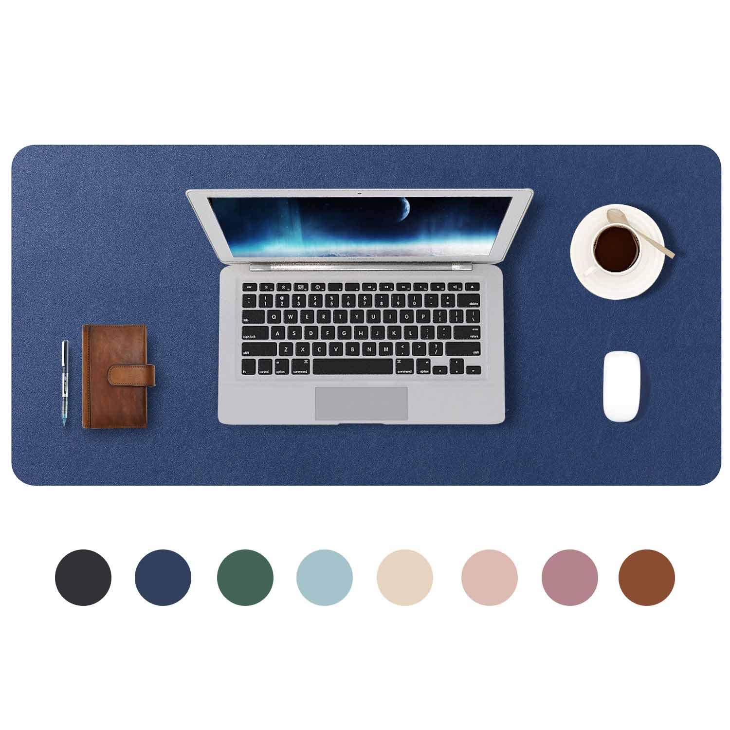 DOBAOJIA Extended Mouse Pad Desk Pad Large 31.5" X 15.7" Large Mouse Mat XL Desk Blotter Writing Pad for Laptop/Office/Home, PU Leather Waterproof +Suede Non-Slip (Dark Blue)