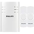 Philips Wireless Doorbell Kit, Plug-In Reciever, 2 Push Buttons, 8 Melodies, 4 Volume Levels, 150 Ft Range, White, DES2280W/27